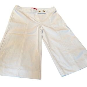 𝅺Latina Life size 10 white wide leg cropped pant slimming pin tuck seams NWOT